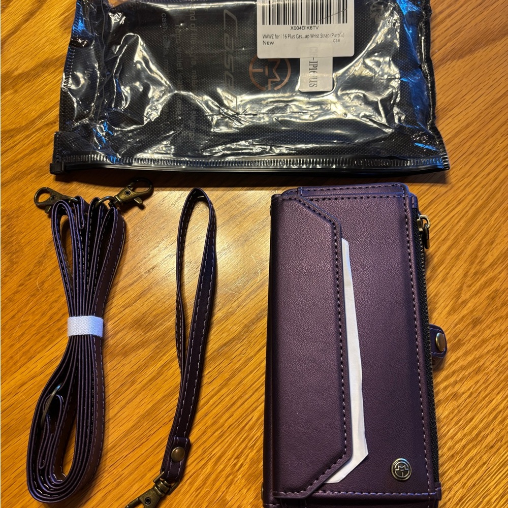 Stylish Purple Phone Wallet Case with Strap